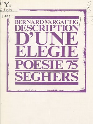cover image of Description d'une élégie